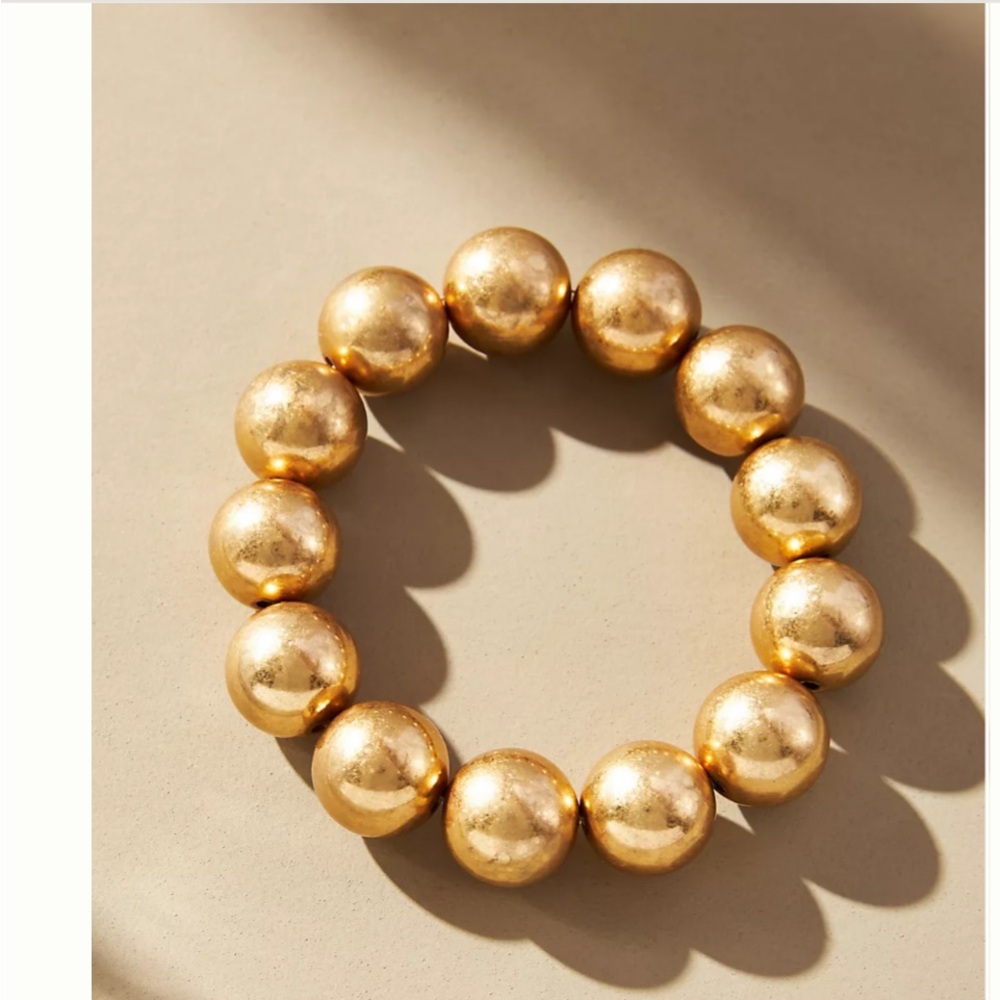 Anthropologie Gold Beaded Bracelet